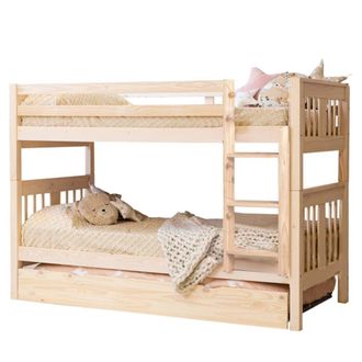 Muemue Litera + cama de arrastre madera blanco lavado 90x190cm
