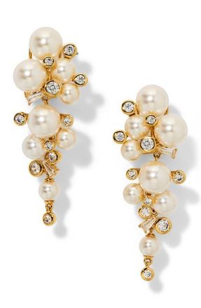 Nadri Imitation Pearl & Cubic Zirconia Cascade Earrings in Gold at Nordstrom