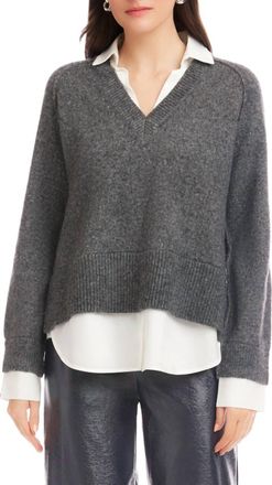 Fifteen Twenty Carrie Mixed Media Sweater In Charcoal