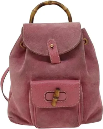 Gucci Pre-owned Backpacks, female, Pink, Size: ONE SIZE Pre-owned Bamboo Backpack