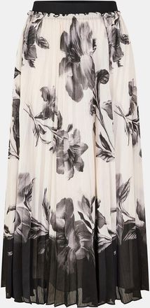 Ted Baker Womens Ted Baker Pleated Midi Floral Patterned Accordian Skirt in Ivory