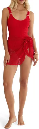 Beach Riot Crochet Mini Sarong Cover-Up in Red Crochet at Nordstrom