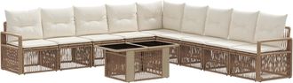 vidaXL Conjunto De Sof&aacute;s De Jard&iacute;n 10 Uds. Beige Y Blanco Crema Vidaxl
