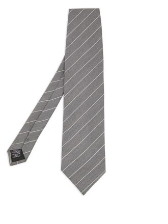 Emporio Armani striped silk-blend tie - men - Silk/Polyamide - One Size - Grey