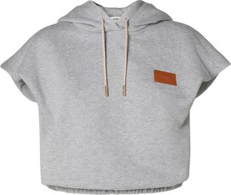 Fendi Hoodies & sweatvesten, Dames, Grijs, M, Katoen, Cropped Mouwloze Hoodie