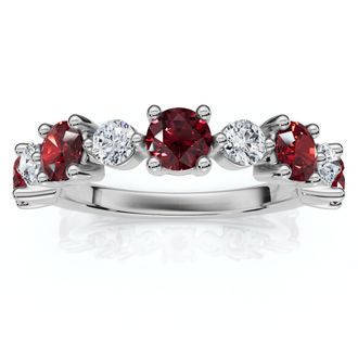 Pompeii3 1Ct Sylvia Ruby & Diamond Anniversary Ring Gold Lab Grown