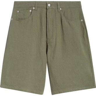 Obey Devin Baggy Linen Blend Shorts in Smokey Olive at Nordstrom, Size 38