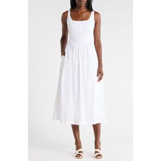 Ellen Tracy Bustier Poplin Dress in White at Nordstrom Rack, Size X-Small