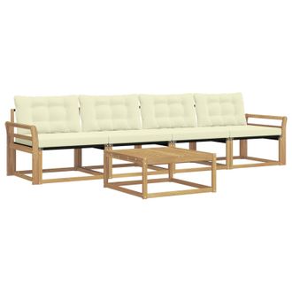 vidaXL Conjunto De Sof&aacute;s De Exterior 5 Pcs Blanco Y Crema Vidaxl