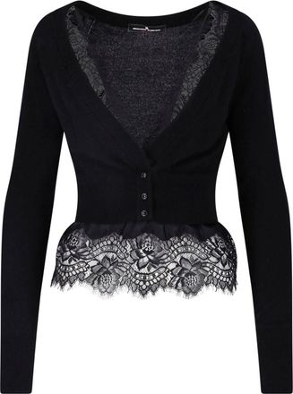 Ermanno Scervino Cardigan In Cashmere E Pizzo