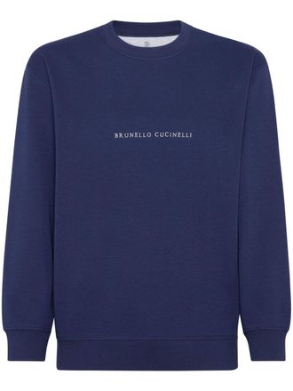 Brunello Cucinelli logo-embroidered sweatshirt - Blue
