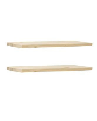 Deco Wood Pack 2 estanter&iacute;as de madera maciza flotante natural 60x3,2cm