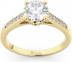 Allurez Cathedral Pave Diamond Engagement Ring Setting 14k Yellow Gold (0.20ct)