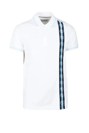 Dirk Bikkembergs White Striped Stretch Polo Shirt