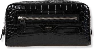 Tom Ford Croc-Effect Pouch With Top Zip Closure