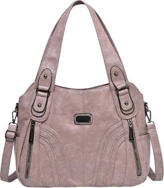 Generic PU Leather Shoulder Bag Fashion Crossbody Bag Large Tote Bags for Women (Pink)