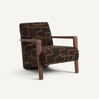 AM.PM Fauteuil van massief notenhout, wol en polyester, Sanami