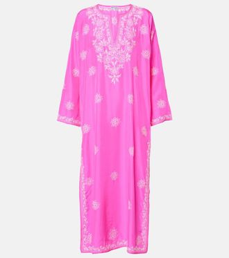 Juliet Dunn Embroidered silk kaftan