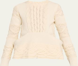 sacai Cable Knit Peplum Sweater