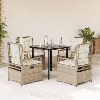 vidaXL Set Comedor De Jard&iacute;n 5 Pzas Con Cojines Rat&aacute;n Sint&eacute;tico Beige Vidaxl