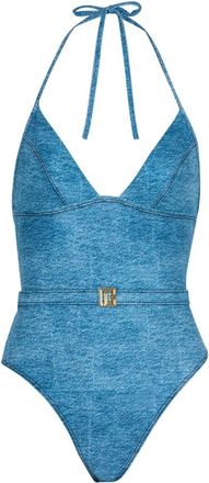 Balmain Denim badpak uit &eacute;&eacute;n stuk - Dames - Badpakken - Blauw - 2XS - Denim - Badmode