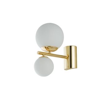 Luce-Ambiente-Design Hera Metal Gold Wall Light with Two White Glass Diffusers