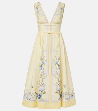 Self Portrait Floral cotton poplin midi dress