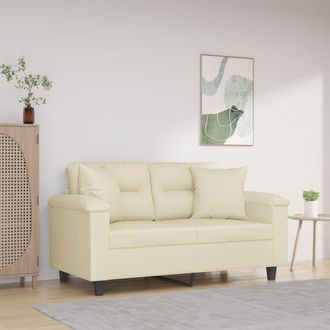 vidaXL Sof&aacute; De 2 Plazas Con Cojines Cuero Sint&eacute;tico Color Crema 120 Cm Vidaxl