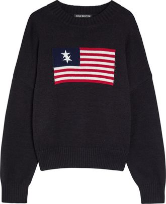 Cole Buxton Intarsia Fine-knit Cotton Jumper - Navy - XL