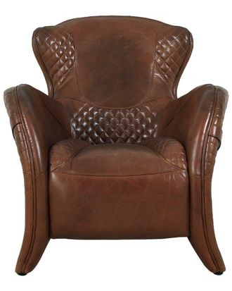 Pasargad Home Aspen Top Grain Leather Wing Chair