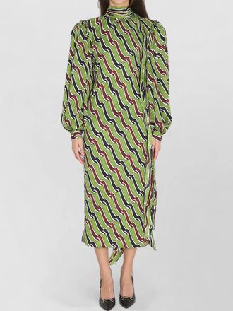 Gucci silk midi dress high neck bow