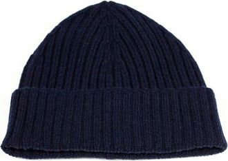 KANGRA Accessoires, Heren, Blauw, ONE Size, Ribgebreide Cashmere Beanie
