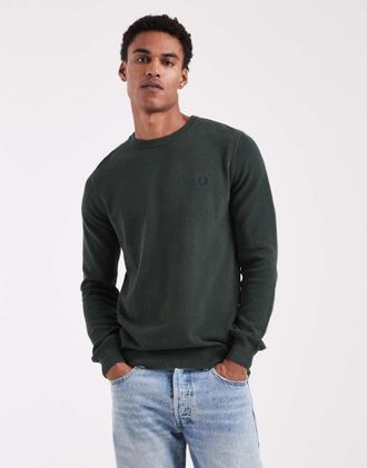 Fred Perry Maglione a maniche lunghe verde a coste con zip