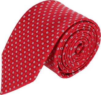 Trafalgar Store Ewing Square and Polka Dot Business Silk Necktie in Red With Silver Polka Dots at Nordstrom