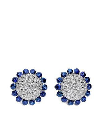 Leo Pizzo 18K white gold Aurora diamond and sapphire earrings - Silver