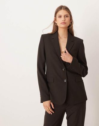 Mango Bergen - Blazer sartoriale classico marrone in coordinato