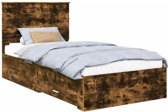 vidaXL Bed Frame with Drawer Smoked Oak 100 x 200 cm Engineered Wood vidaXL