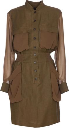 Pinko Benvenuto Dress - Dames - Shirt Kleedjes - Groen - XL - Polyester - Kleedjes
