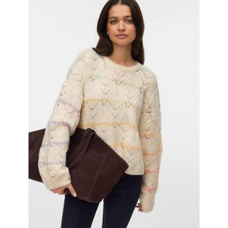 Vero Moda Trui in ajourtricot met strepen en lange mouwen
