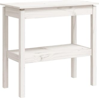 vidaXL Mesa Consola De Madera Maciza De Pino Blanco 80x40x75 Cm Vidaxl