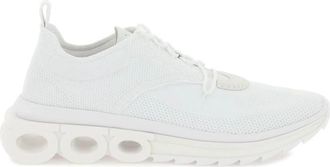 Ferragamo Running Sneakers met Mesh en Leren Inzetstukken - Heren - Sneakers - Wit - 38 1/2 EU - Su&egrave;de - Schoenen