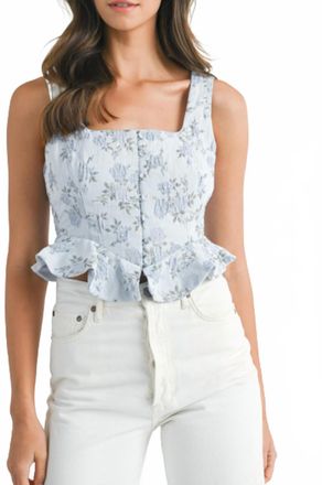 Veda Nova Floral Peplum Top In Blue