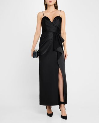Emanuel Ungaro Pleated Sweetheart Plunge Gown