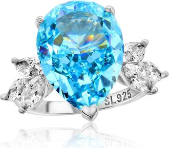 Suzy Levian Gala Pear Cut Aqua Cubic Zirconia Ring at Nordstrom Rack, Size 5