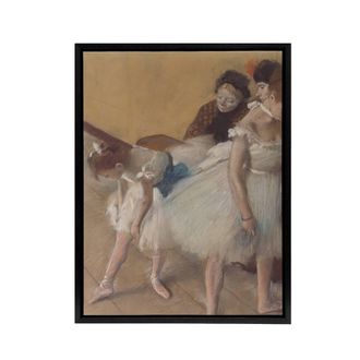 Artery8 Ballerina Dance Examination Edgar Degas Vintage Framed Canvas Wall Art in Beige | Size: W24 x H32