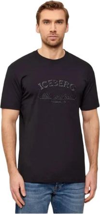 Iceberg Tee Logo Milano Italia - Heren - T-shirts - Zwart - S - Katoen - Tops