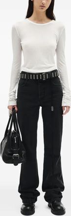 Ann Demeulemeester Top Fiene a coste a maniche lunghe - Bianco