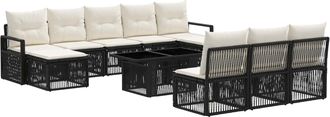 vidaXL Conjunto De Sof&aacute;s De Jard&iacute;n 11 Uds. Negro Y Blanco Crema Vidaxl