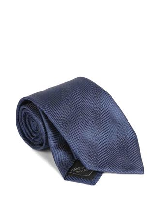 Brioni textured silk tie - Blu