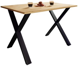 ebuy24 Mesa De Comedor De Madera Vcm Premium Al. 76 X An. 140 X P. 50 Cm Mesa De Cocina Mesa De Comedor Xona X Blanco (negro / Roble De Miel)